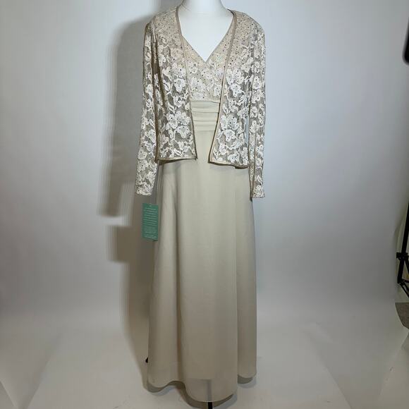 NWD R&M Collection Beige 2PC Special Occasion Evening Gown Formal Womens Size 8 - Picture 1 of 16